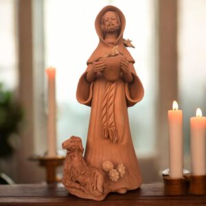 San Francisco  Clay Statue of Saint Francis of Assisi – San Francisco de Asís Religious Sculpture Santo Home Decor Michoacan Handmade Mexico