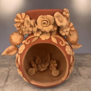 Filigrana Clay Mini Chimney, Candle Holder Artistic  Oaxaca México By Artisans Handmade Crafts, Home Decor Folk Art,  Pastillaje Technique