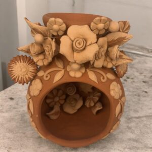 Filigrana Clay Mini Chimney, Candle Holder Artistic  Oaxaca México By Artisans Handmade Crafts, Home Decor Folk Art,  Pastillaje Technique