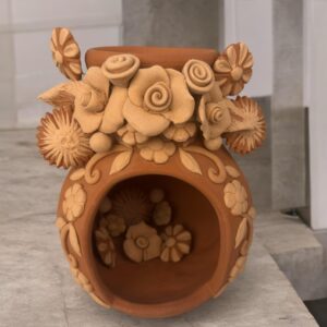 Filigrana Clay Mini Chimney, Candle Holder Artistic  Oaxaca México By Artisans Handmade Crafts, Home Decor Folk Art,  Pastillaje Technique