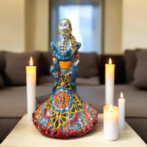 Catrina Handmade Talavera Day of the Dead  Colorful Ceramic Folk Art from Puebla, Mexico Día de los Muertos Skeleton Figurine Wedding Gift