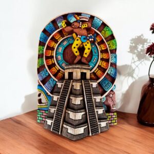 Prehispanic Wooden Mask, Mayan Culture, Made By Mayan Artisans Yucatán MEX Wall Art, Hand Carved And Painted Cedar Wood Folk Art WeCUSTOMIZE