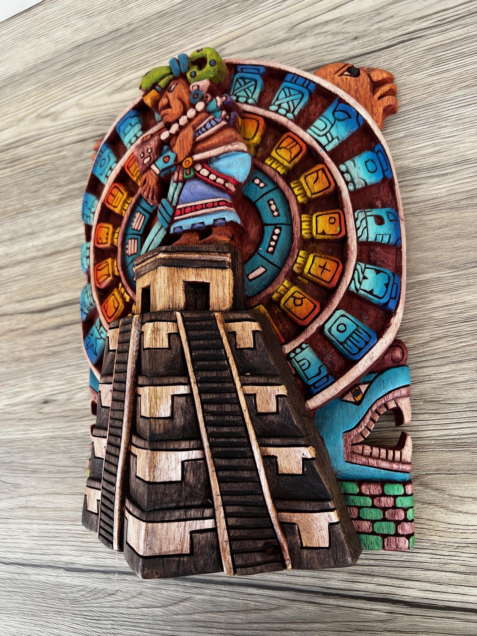 Prehispanic Wooden Mask, Mayan Culture, Made By Mayan Artisans Yucatán MEX Wall Art, Hand Carved And Painted Cedar Wood Folk Art WeCUSTOMIZE - Image 2