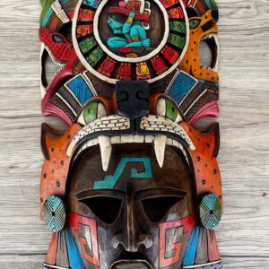 Prehispanic Wooden Mask, Mayan Culture, Made By Mayan Artisans Yucatán MEX Wall Art, Hand Carved And Painted Cedar Wood Folk Art WeCUSTOMIZE