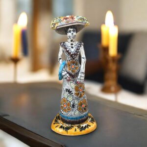Catrina Handmade Talavera Day of the Dead  Colorful Ceramic Folk Art from Puebla, Mexico Día de los Muertos Skeleton Figurine Wedding Gift