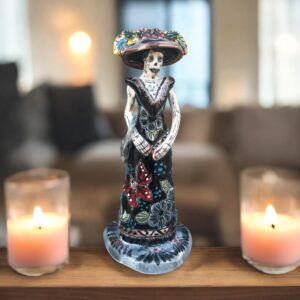 Catrina Handmade Talavera Day of the Dead  Colorful Ceramic Folk Art from Puebla, Mexico Día de los Muertos Skeleton Figurine Wedding Gift
