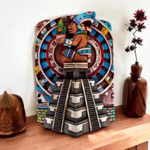 Prehispanic Wooden Mask, Mayan Culture, Made By Mayan Artisans Yucatán MEX Wall Art, Hand Carved And Painted Cedar Wood Folk Art WeCUSTOMIZE