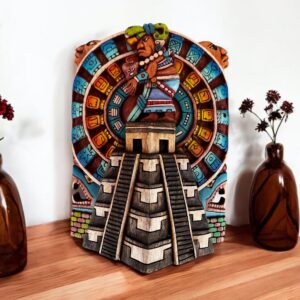 Prehispanic Wooden Mask, Mayan Culture, Made By Mayan Artisans Yucatán MEX Wall Art, Hand Carved And Painted Cedar Wood Folk Art WeCUSTOMIZE