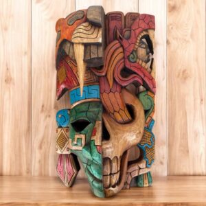 Prehispanic Wooden Mask, Made By Mayan People, Yucatán Mexican Wall Art, Hand Carved Hand Painted Home Decor Cedar Wood ASK FOR CUSTOMIZE