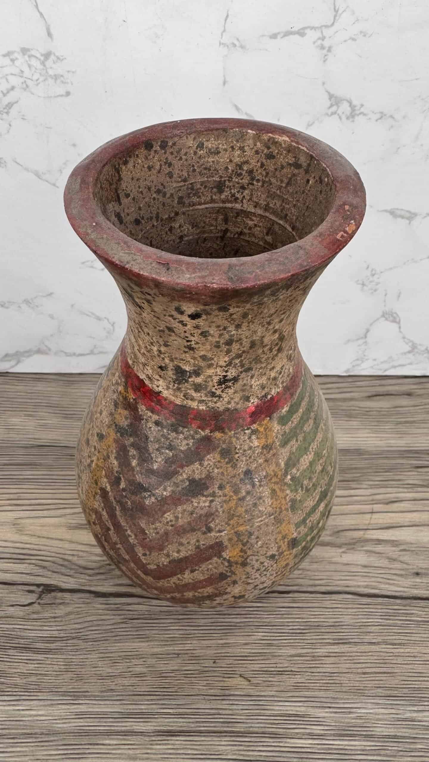 Pre-Hispanic Clay Vase, Handmade Terracotta Flower Pot, Pottery from Metepec Estado de Mexico Rustic Tribal Decor, Aztec Style Home Accent - Image 2