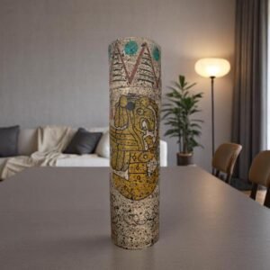 Pre-Hispanic Clay Vase, Handmade Terracotta Flower Pot, Pottery from Metepec Estado de Mexico Rustic Tribal Decor, Aztec Style Home Accent