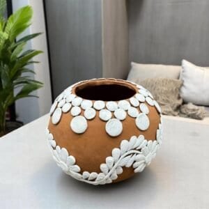 Embroidered Clay Vase From Oaxaca México Home Decor Handcrafted Jarron Barro Bordado Oaxaca Handmade Unique Designs From Artisans