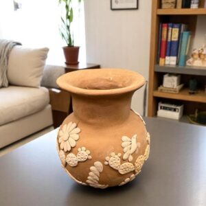 Embroidered Clay Vase From Oaxaca México Home Decor Handcrafted Jarron Barro Bordado Oaxaca Handmade Unique Designs From Artisans