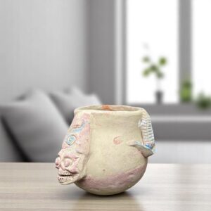 Mictlan Incense Burner, Dry Herbs Mexican Clay Sculpture of Mictlantecuhtli, Aztec God of Death Folk Art, Pre-Hispanic Skeleton Figure