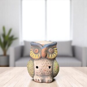 Owl Clay Whistle, Handmade in Mexico, Colorful Folk Art Sculpture, Artisan Terracotta Ocarina, Bird Spirit Animal, Rustic Boho Decor