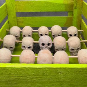 Tzompantli Skull Display, Mexican Folk Art Sculpture, Handmade Ritual Altar, Aztec-Inspired Ceremonial Piece, Prehispanic Skull Rack