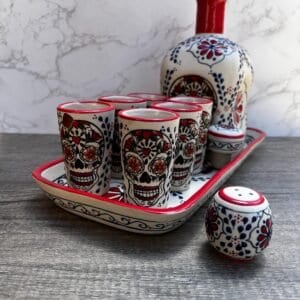 Tequila, Shot glass set, Tequila Guadalajara Or Mezcal Talavera Puebla  High Quality Pottery, Fathers day gift, Handcrafted in Mexico, 9 pzs