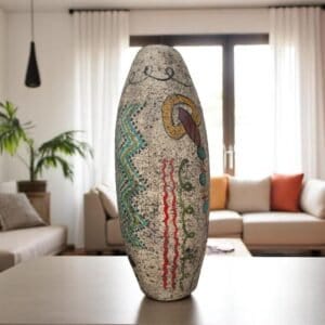 Pre-Hispanic Clay Vase, Handmade Terracotta Flower Pot, Pottery from Metepec Estado de Mexico Rustic Tribal Decor, Aztec Style Home Accent