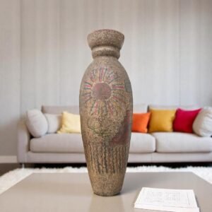 Pre-Hispanic Clay Vase, Handmade Terracotta Flower Pot, Pottery from Metepec Estado de Mexico Rustic Tribal Decor, Aztec Style Home Accent
