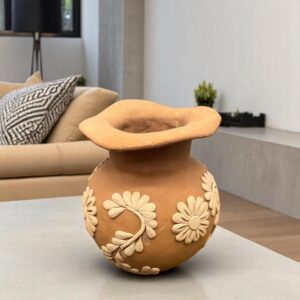 Embroidered Clay Vase From Oaxaca México Home Decor Handcrafted Jarron Barro Bordado Oaxaca Handmade Unique Designs From Artisans
