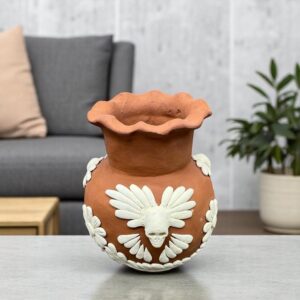Embroidered Clay Vase From Oaxaca México Home Decor Handcrafted Jarron Barro Bordado Oaxaca Handmade Unique Designs From Artisans