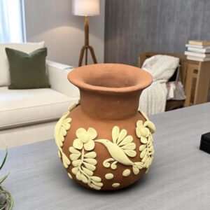 Embroidered Clay Vase From Oaxaca México Home Decor Handcrafted Jarron Barro Bordado Oaxaca Handmade Unique Designs From Artisans