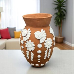 Embroidered Clay Vase From Oaxaca México Home Decor Handcrafted Jarron Barro Bordado Oaxaca Handmade Unique Designs From Artisans