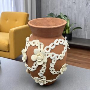 Embroidered Clay Vase From Oaxaca México Home Decor Handcrafted Jarron Barro Bordado Oaxaca Handmade Unique Designs From Artisans
