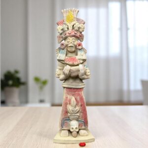 Mictlan  Mexican Clay Sculpture of Mictlantecuhtli, Aztec God of Death Folk Art, Pre-Hispanic Skeleton Figure, Day of the Dead