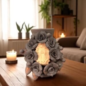 Mary Virgin Filigrana Clay Flower Vase, Artistic  Oaxaca México By Artisans Handmade Crafts, Home Decor Folk Art,  Virgen de Guadalupe
