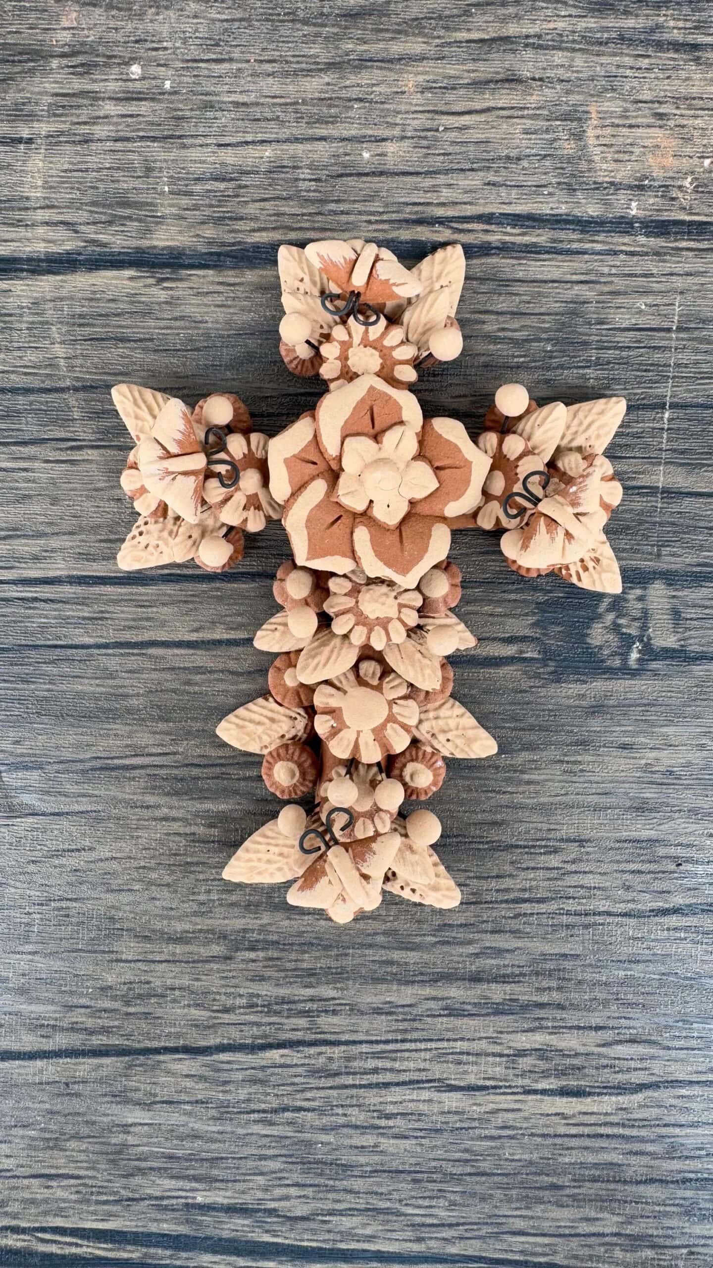 Crucifix, Mexican folk art, Cross Sculpture, Mexican cross, Cross wall hanging, Cross figurine, Decorative cross - Image 1