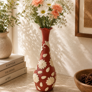 Embroidered Clay Vase From Oaxaca México Home Decor Handcrafted Jarron Barro Bordado Oaxaca Handmade Unique Designs From Artisans