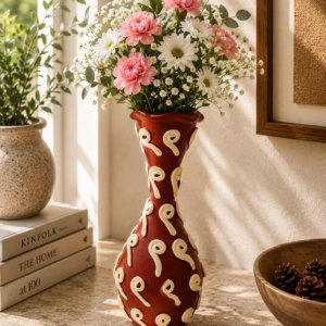 Embroidered Clay Vase From Oaxaca México Home Decor Handcrafted Jarron Barro Bordado Oaxaca Handmade Unique Designs From Artisans