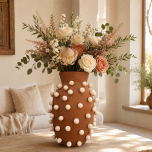Embroidered Clay Vase From Oaxaca México Home Decor Handcrafted Jarron Barro Bordado Oaxaca Handmade Unique Designs From Artisans