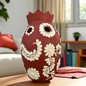 Embroidered Clay Vase From Oaxaca México Home Decor Handcrafted Jarron Barro Bordado Oaxaca Handmade Unique Designs From Artisans