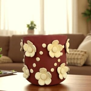 Embroidered Clay Planter Pot Oaxaca Filigrana Clay  Terracotta Flower Pot with Raised Floral Design, Red  Mexican Pottery  Artisans Handmade