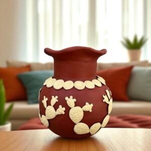 Embroidered Clay Vase From Oaxaca México Home Decor Handcrafted Jarron Barro Bordado Oaxaca Handmade Unique Designs From Artisans