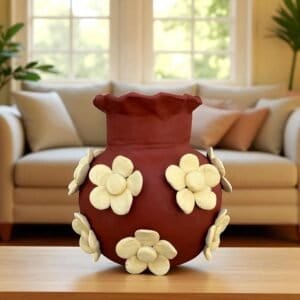 Embroidered Clay Vase From Oaxaca México Home Decor Handcrafted Jarron Barro Bordado Oaxaca Handmade Unique Designs From Artisans