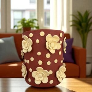 Embroidered Clay Planter Pot Oaxaca Filigrana Clay  Terracotta Flower Pot with Raised Floral Design, Red  Mexican Pottery  Artisans Handmade