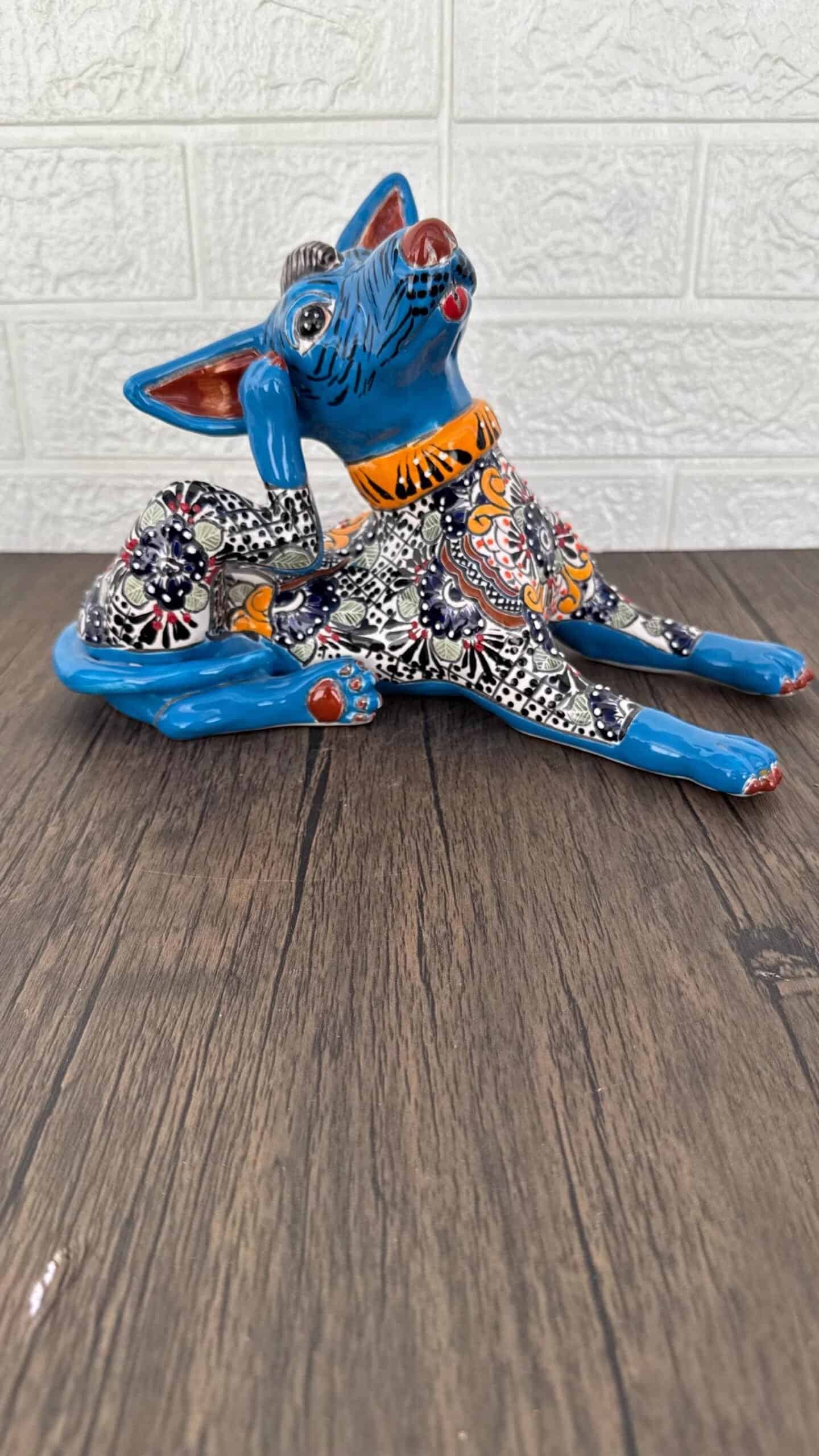 Talavera Xoloitzcuintle, Ceramic dog, Talavera Pottery, Authentic Puebla Mexico Pottery, Xolo Statue, Dog Sculpture Xoloitzcuintle - Image 3