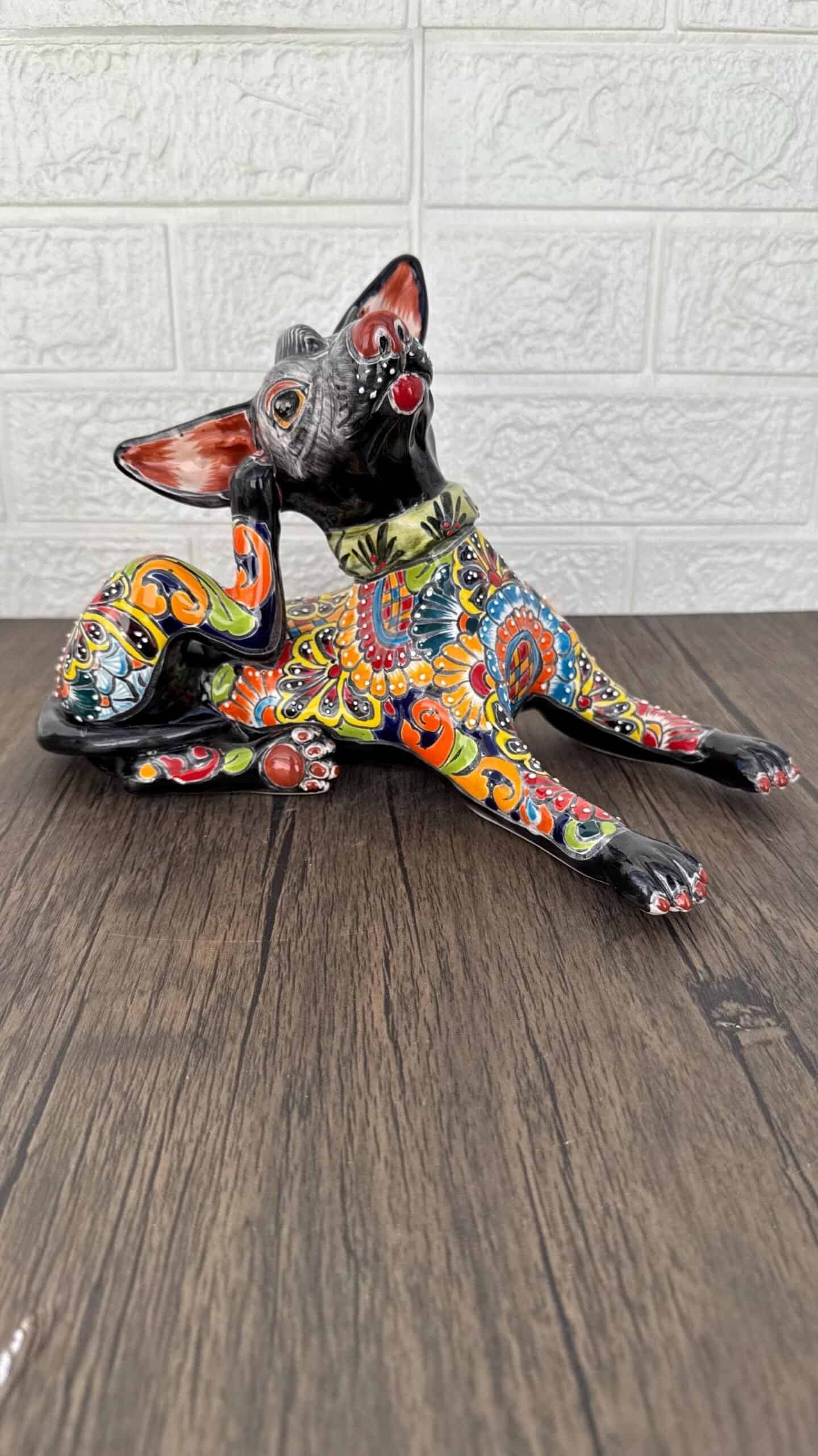 Talavera Xoloitzcuintle, Ceramic dog, Talavera Pottery, Authentic Puebla Mexico Pottery, Xolo Statue, Dog Sculpture Xoloitzcuintle - Image 3