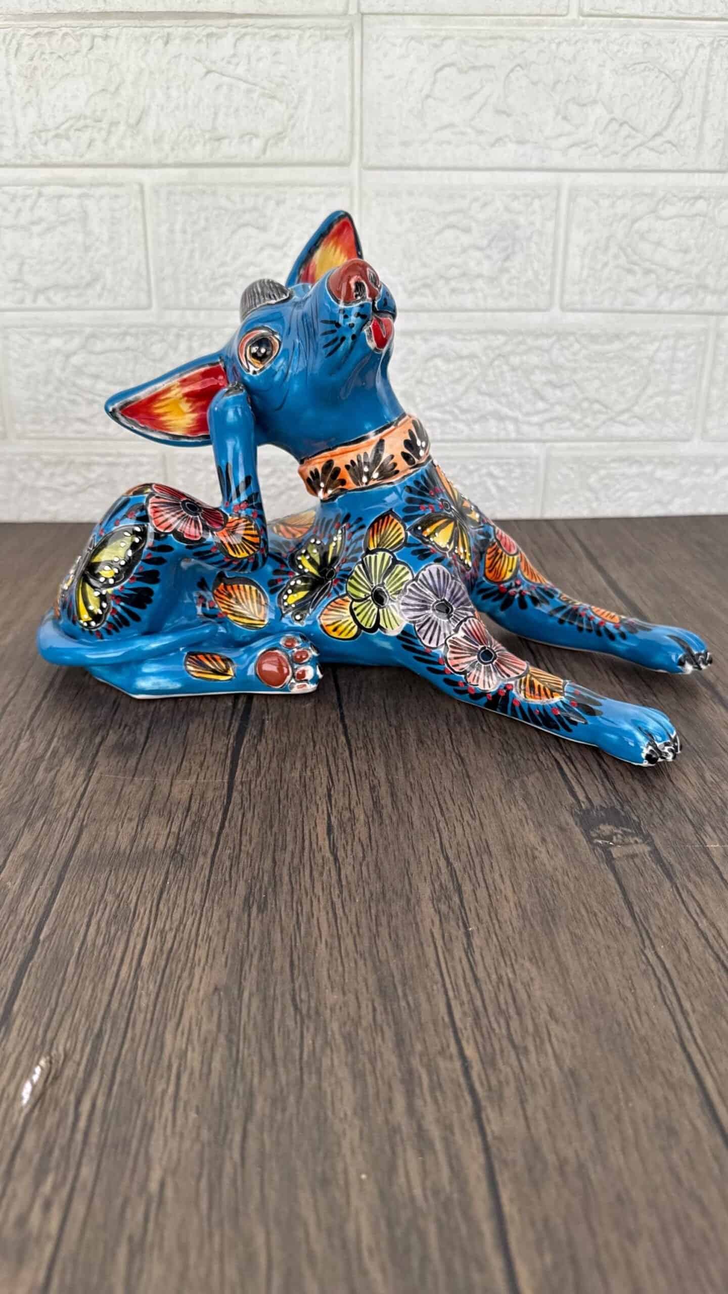 Talavera Xoloitzcuintle, Ceramic dog, Talavera Pottery, Authentic Puebla Mexico Pottery, Xolo Statue, Dog Sculpture Xoloitzcuintle - Image 3