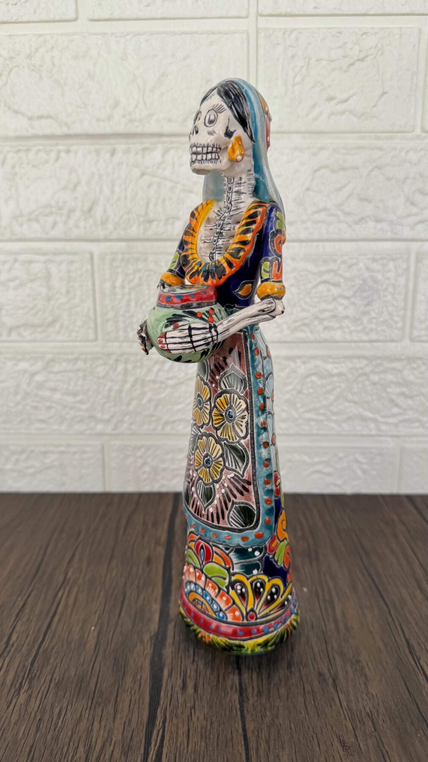 Catrina Handmade Talavera Day of the Dead  Colorful Ceramic Folk Art from Puebla, Mexico Día de los Muertos Skeleton Figurine Wedding Gift - Image 3