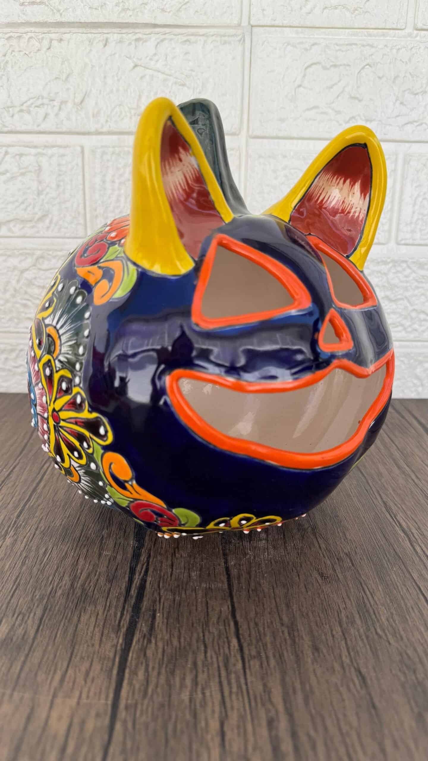 Talavera Halloween Pumpkin  Handmade Colorful  Ceramic Jack-O’-Lantern Artisan Pottery from Puebla Unique Fall & Day of the Dead Spooky Art - Image 3