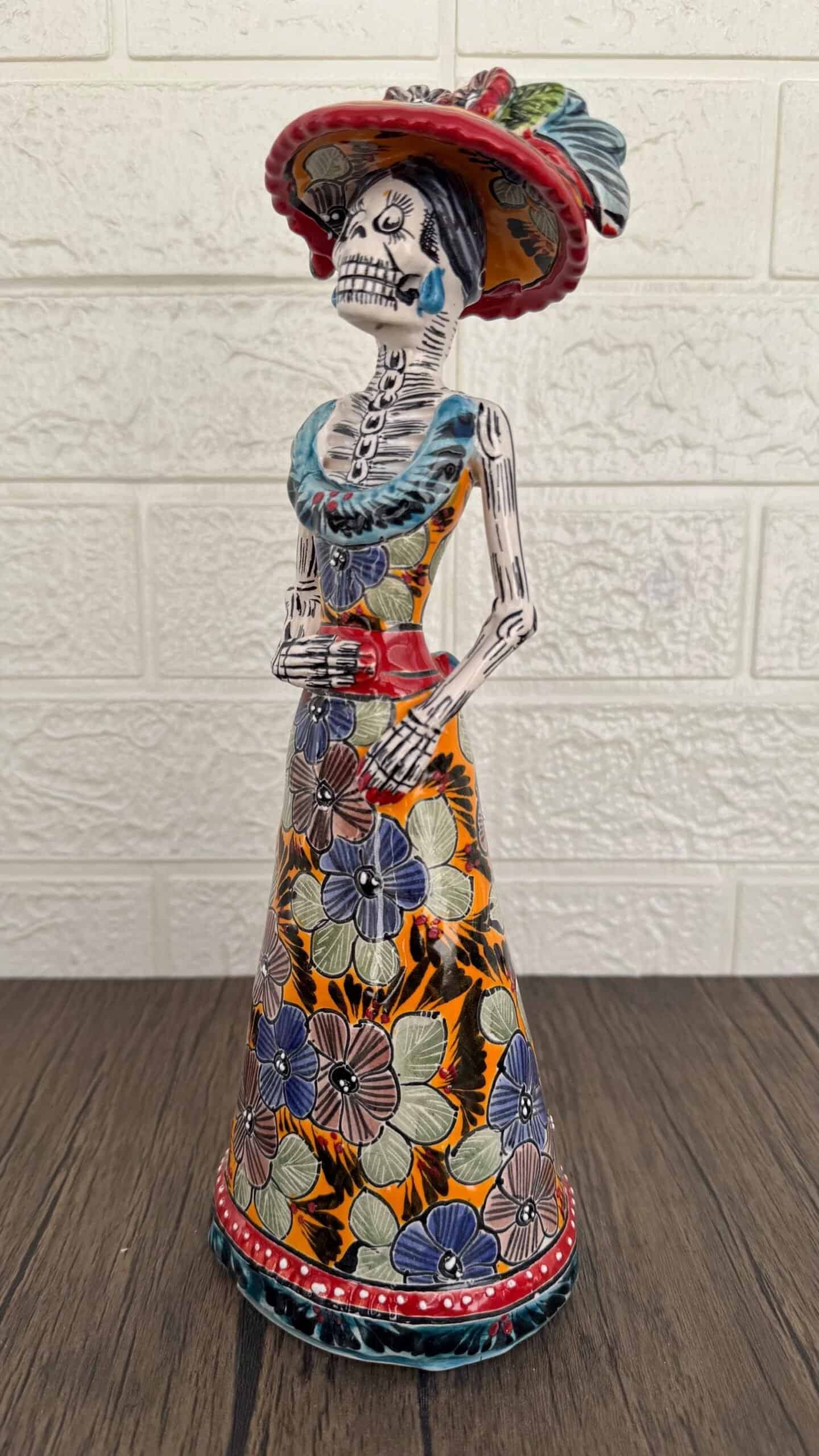 Catrina Handmade Talavera Day of the Dead  Colorful Ceramic Folk Art from Puebla, Mexico Día de los Muertos Skeleton Figurine Wedding Gift - Image 3