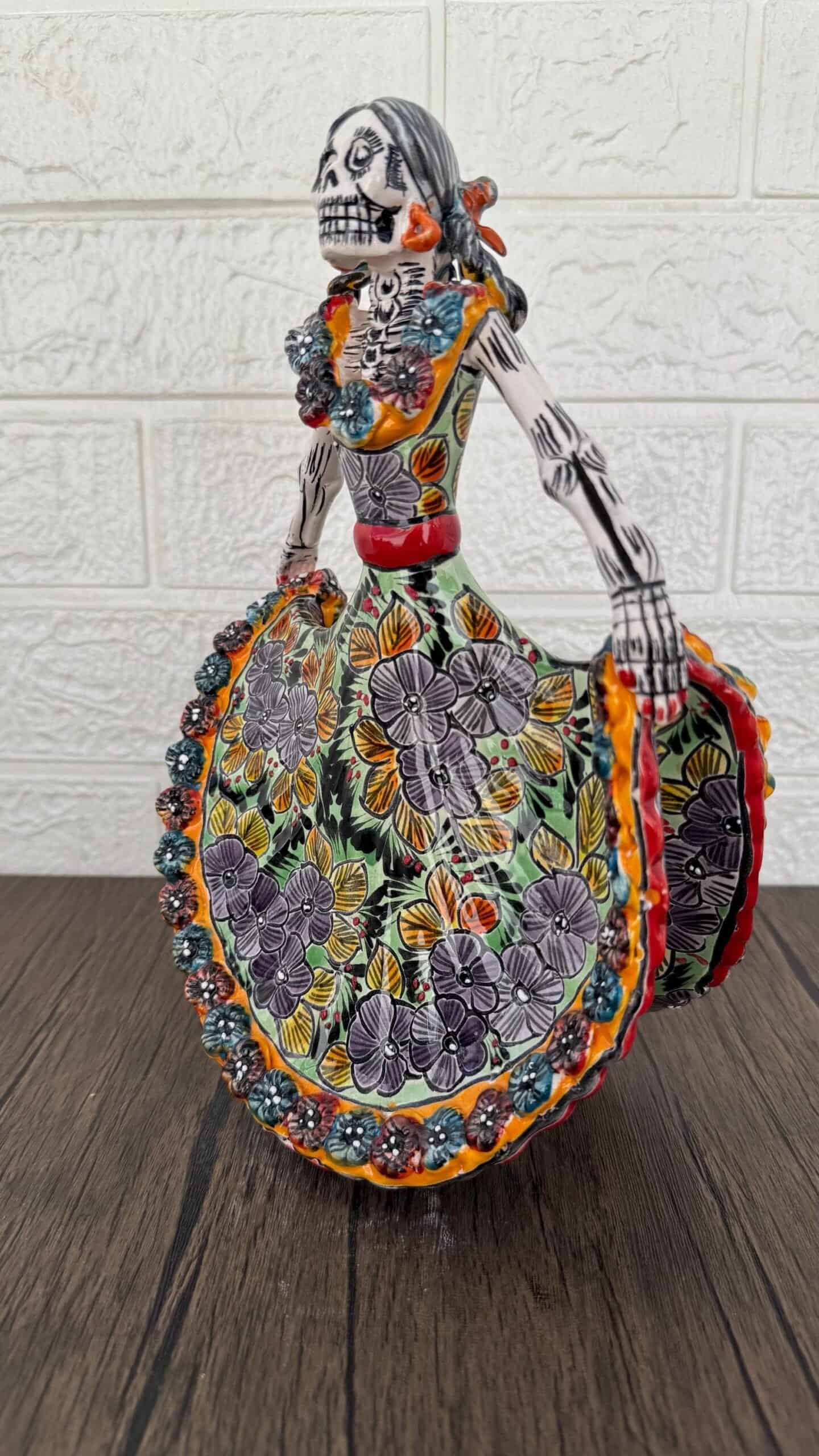 Catrina Handmade Talavera Day of the Dead  Colorful Ceramic Folk Art from Puebla, Mexico Día de los Muertos Skeleton Figurine Wedding Gift - Image 3