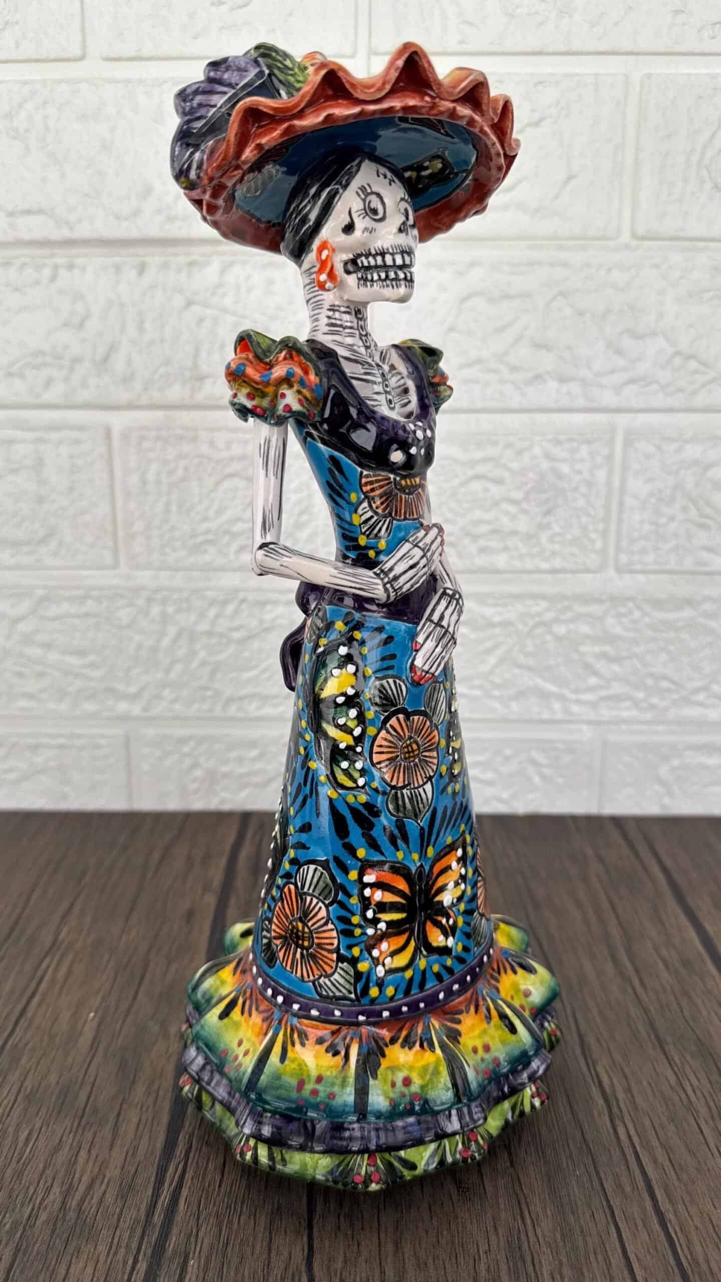 Catrina Handmade Talavera Day of the Dead  Colorful Ceramic Folk Art from Puebla, Mexico Día de los Muertos Skeleton Figurine Wedding Gift - Image 3