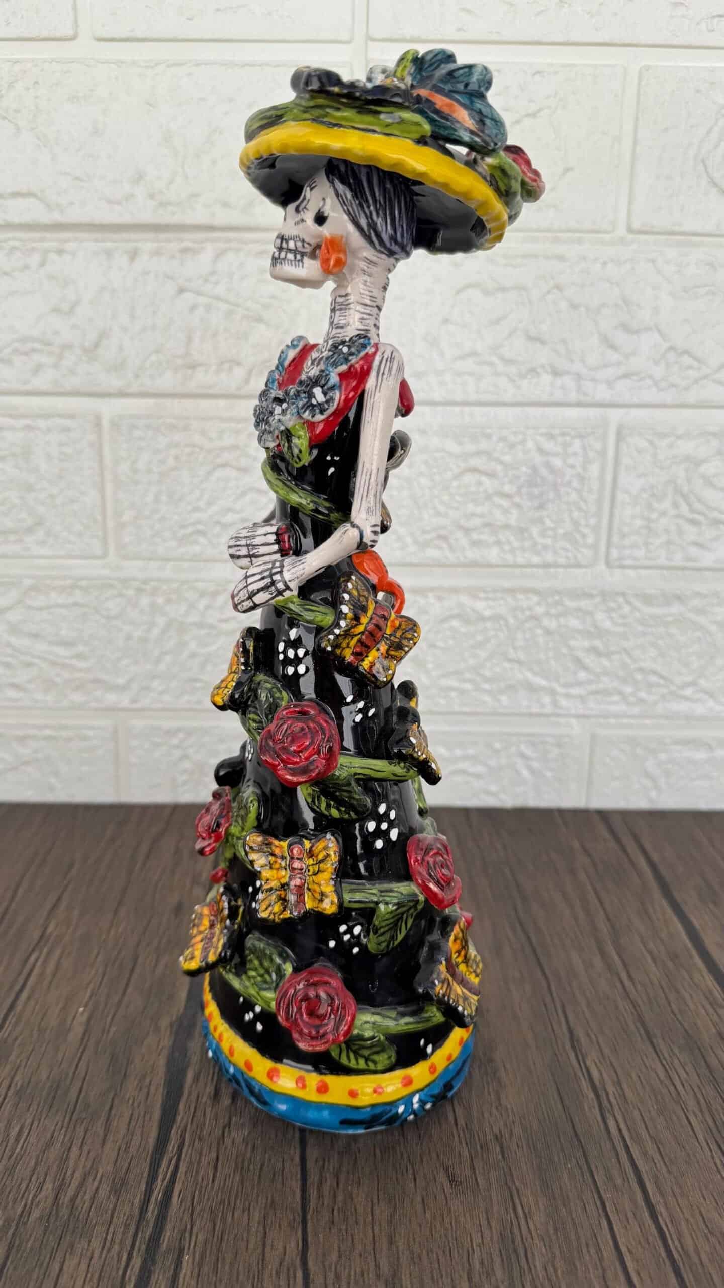 Catrina Handmade Talavera Day of the Dead  Colorful Ceramic Folk Art from Puebla, Mexico Día de los Muertos Skeleton Figurine Wedding Gift - Image 3