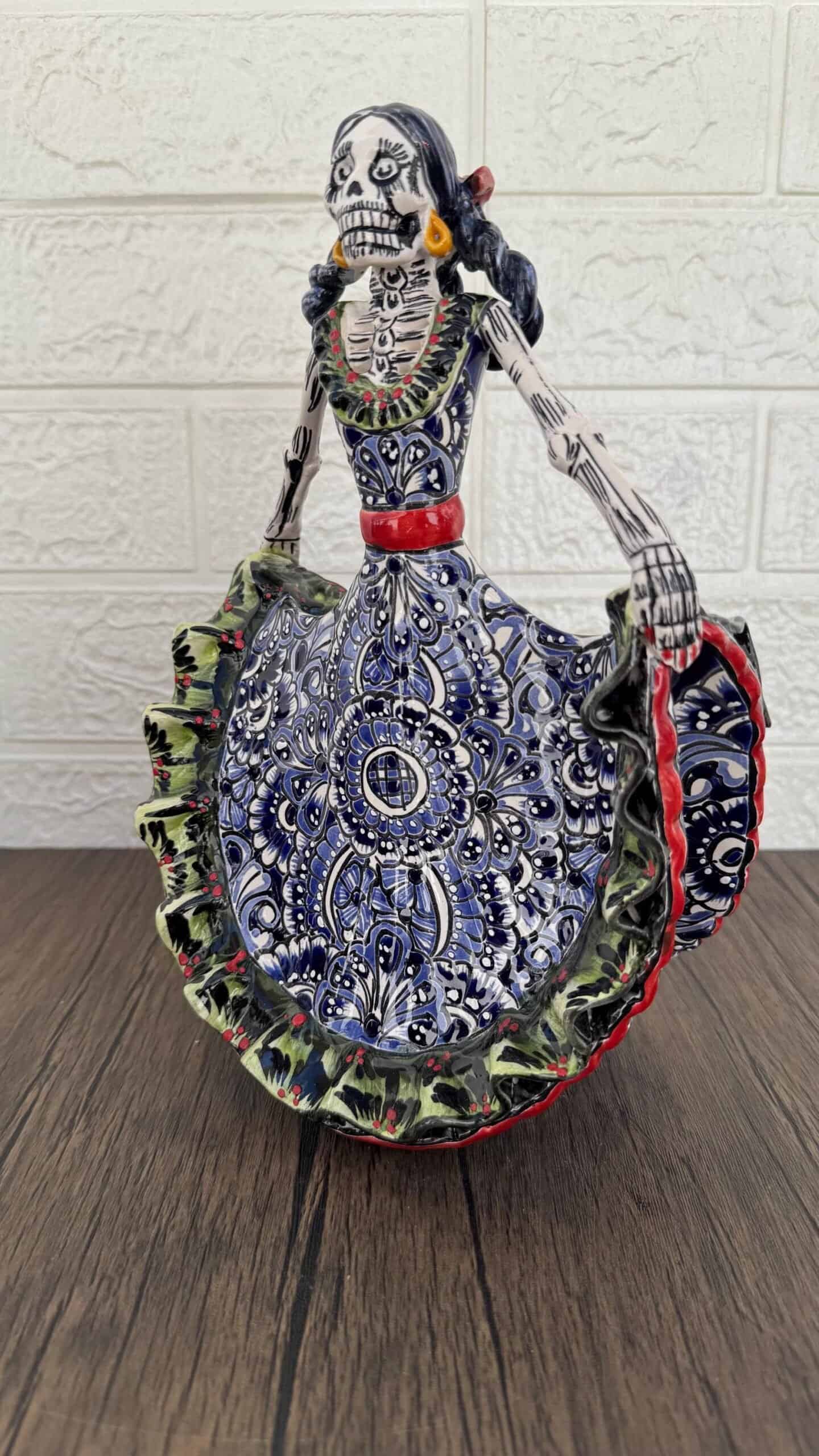 Catrina Handmade Talavera Day of the Dead  Colorful Ceramic Folk Art from Puebla, Mexico Día de los Muertos Skeleton Figurine Wedding Gift - Image 3