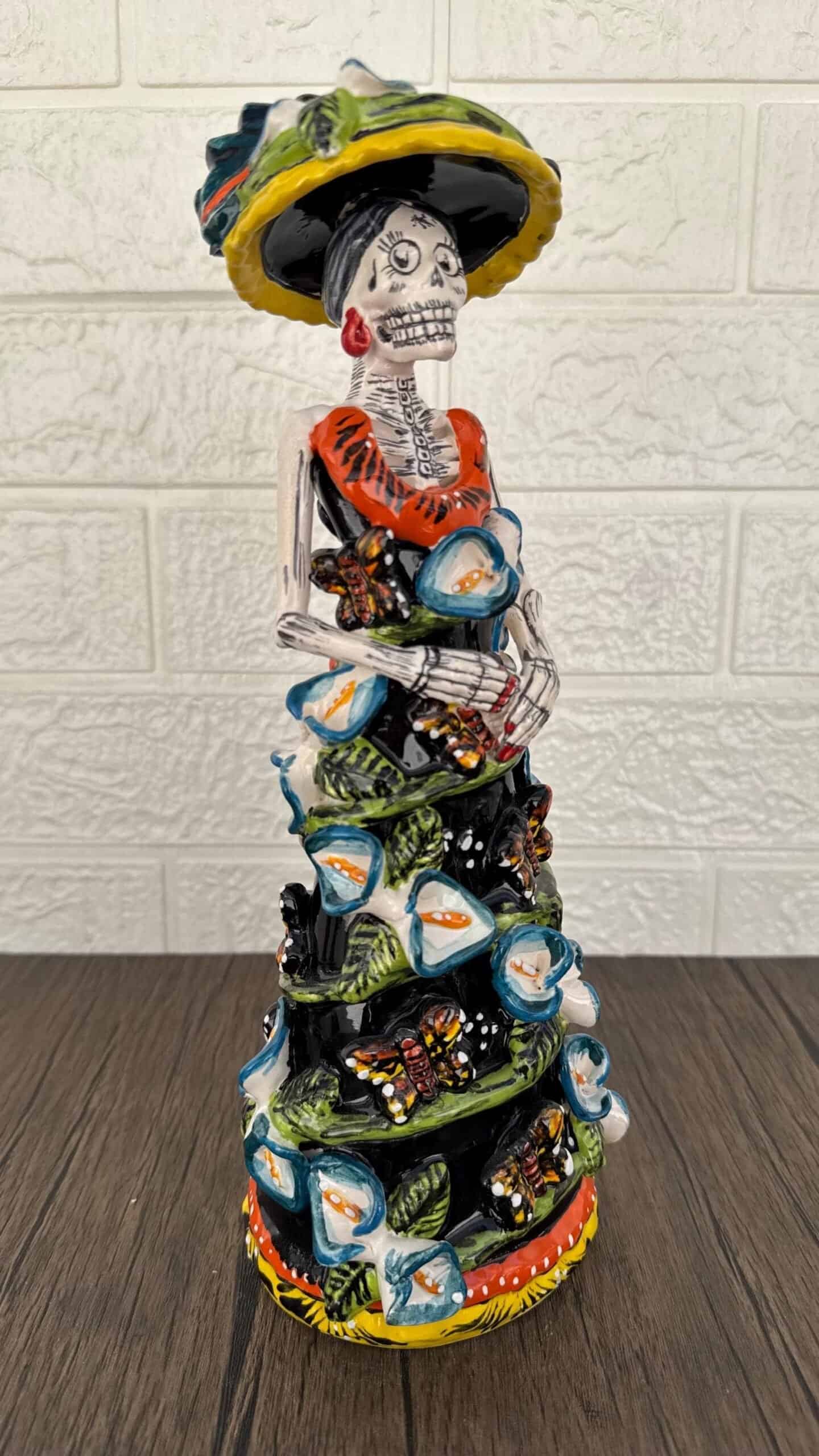 Catrina Handmade Talavera Day of the Dead  Colorful Ceramic Folk Art from Puebla, Mexico Día de los Muertos Skeleton Figurine Wedding Gift - Image 3